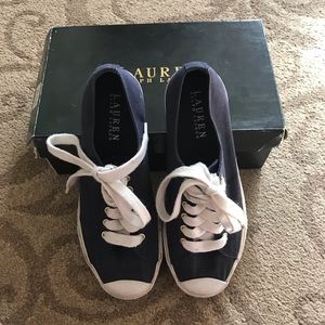 Ralph Lauren Navy Canvas Bandelle sneakers
